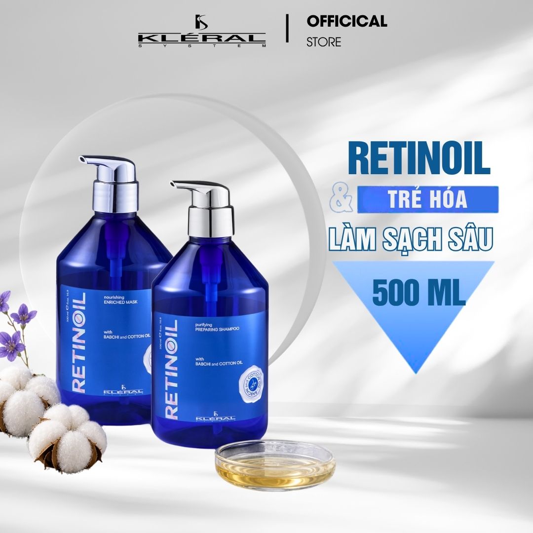 RETINOIL Purifying Preparing Shampoo & Nourishing Enriched Mask - Bộ Dầu gội & Mặt na RETINOIL trẻ hóa tóc làm sạch da đầu và tái tạo tóc chuyên sâu